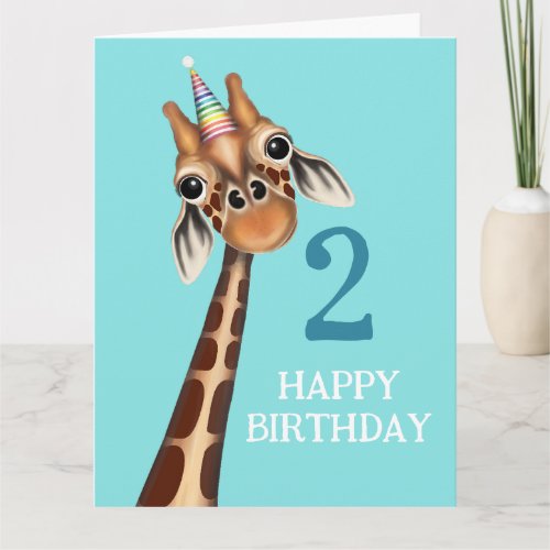 Childs Birthday Card With Age _ Giraffe