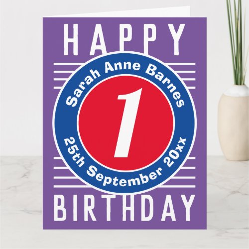Childs Birthday Card with Age Name  Date