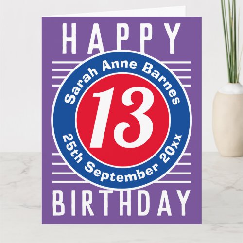 Childs Birthday Card with Age Name  Date