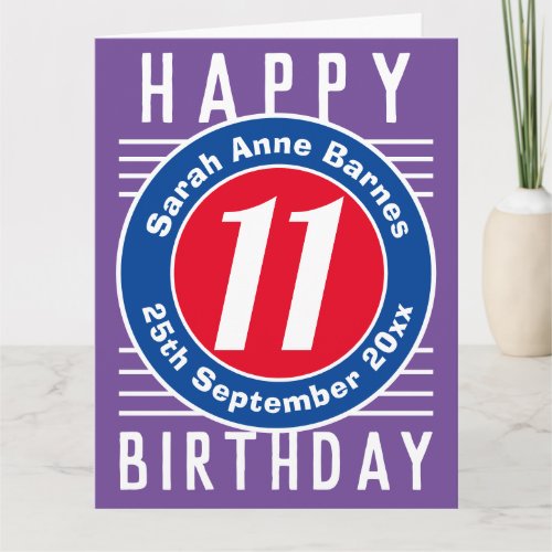Childs Birthday Card with Age Name  Date