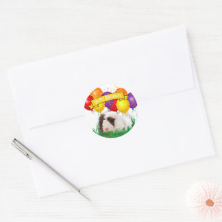 Child's Birthday Cute Guinea Pig Balloon Custom Classic Round Sticker