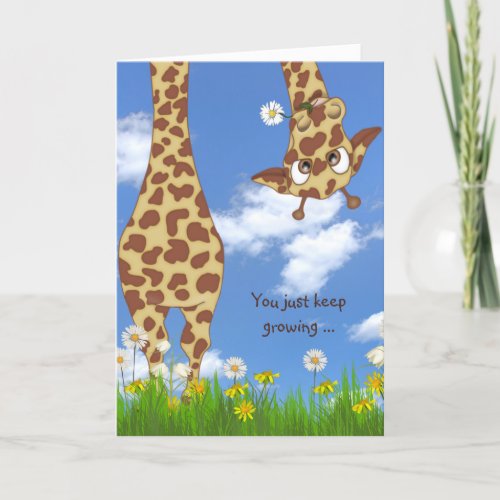 Childs birthday giraffe in grass card