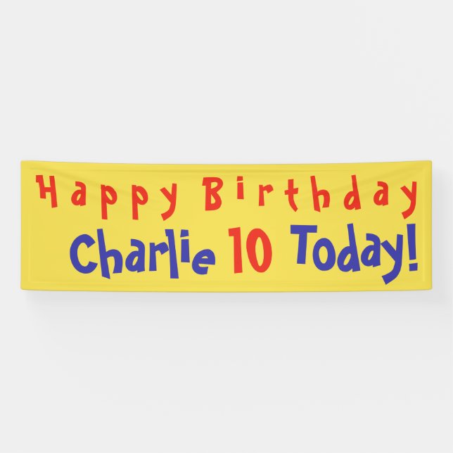Child's Birthday Party Banner with Name and Age (Horizontal)