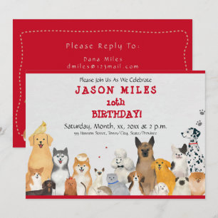 Child's Birthday Party Cute Dogs Invitation