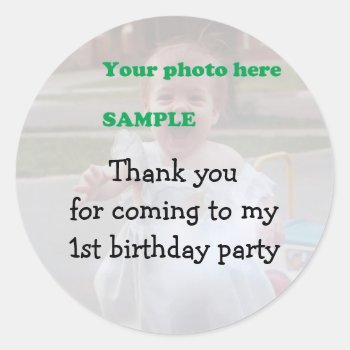 Child's Birthday Party Thank You Classic Round Sticker by Rebecca_Reeder at Zazzle