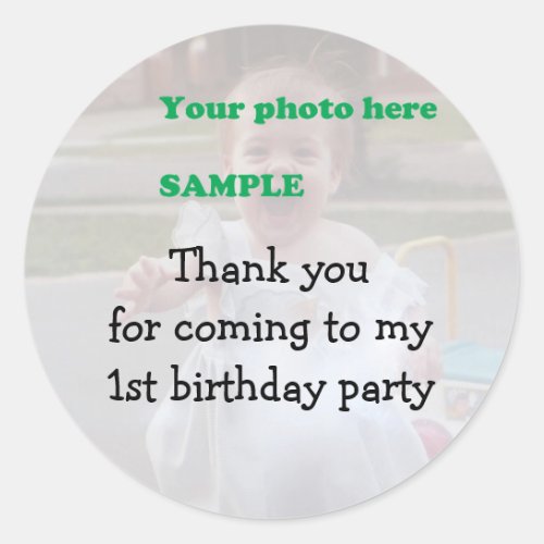 Childs Birthday Party Thank you Classic Round Sticker