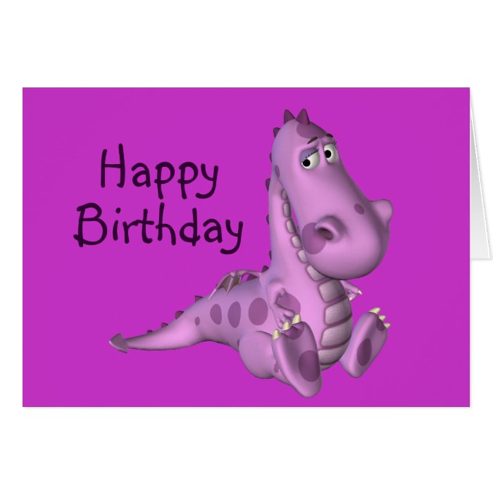 Childs Birthday Purple Dinosaur Greeting Card