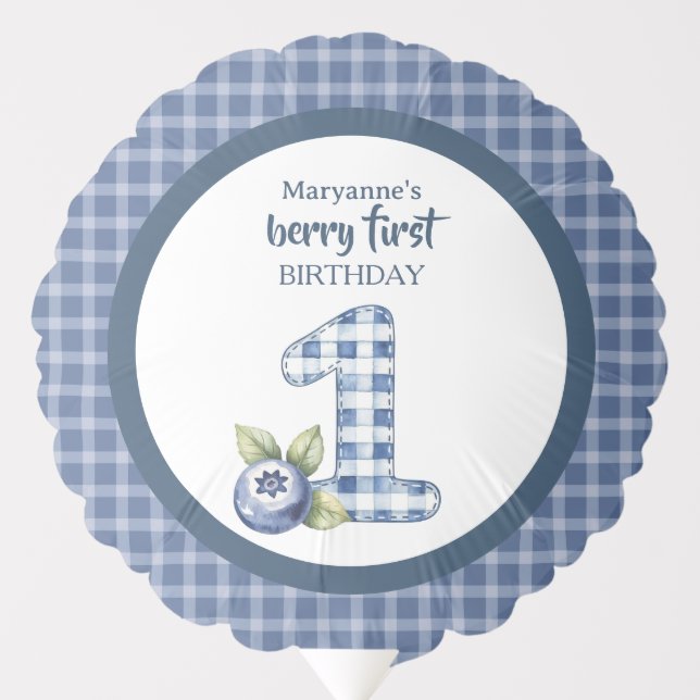Child's Blueberry Berry First Birthday Balloon (Front)