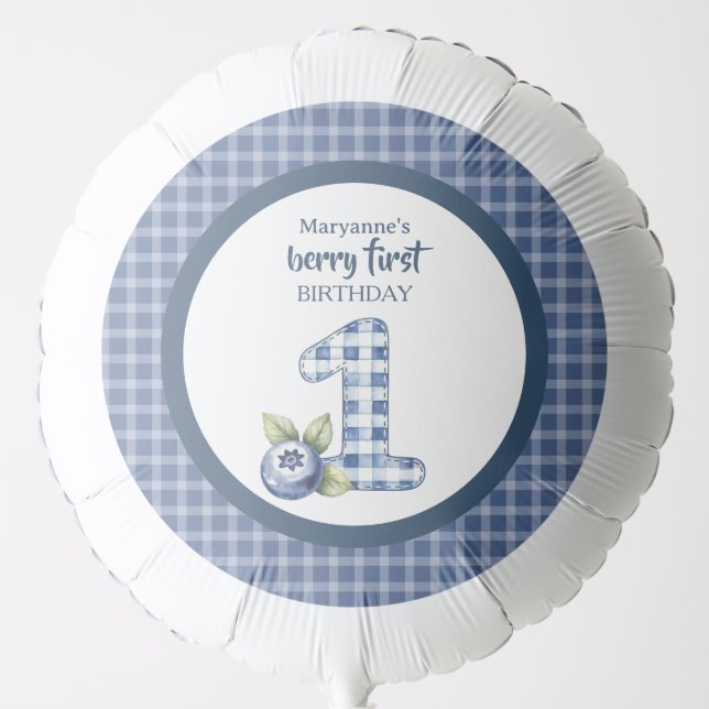 Child's Blueberry Berry First Birthday Balloon (Front)