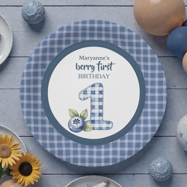 Child's Blueberry Berry First Birthday Paper Plates (Creator Uploaded)