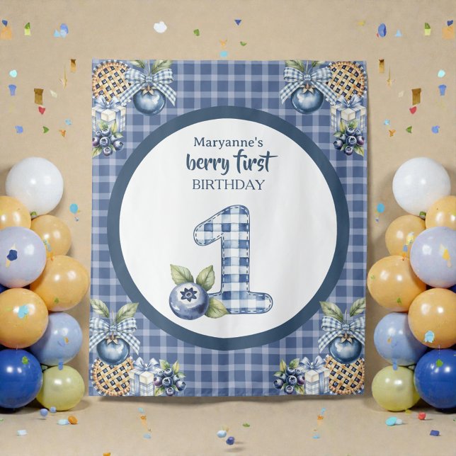 Child's Blueberry Berry First Birthday Tapestry (Creator Uploaded)