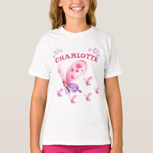 Childs Butterfly Heart Add A Name T_Shirt