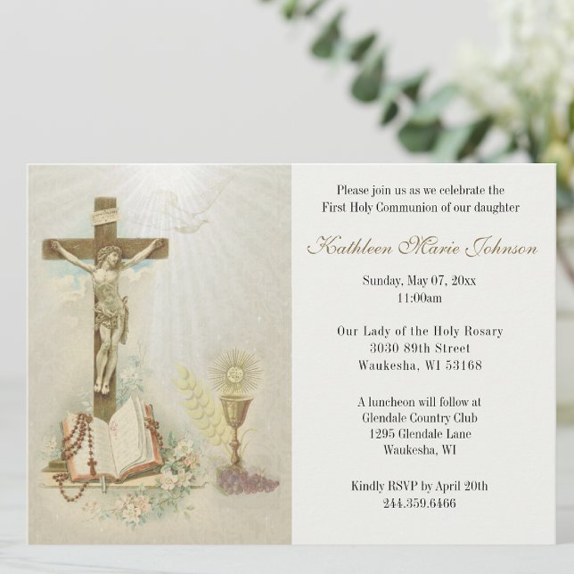 Child's Catholic First Holy Communion  Invitation (Creator Uploaded)