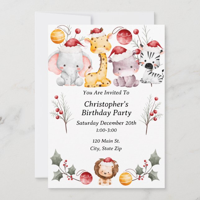 Child's Christmas Birthday Party Invitation (Front)