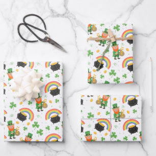 Child's Coloring Style Fun St Patrick's Day Wrapping Paper Sheets