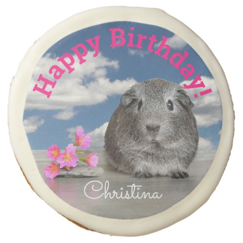 Childs Custom Birthday Party Guinea Pig Flowers Sugar Cookie