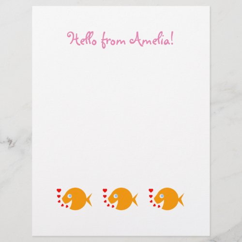 Childs Cute Happy Goldfish Cartoon Stationery