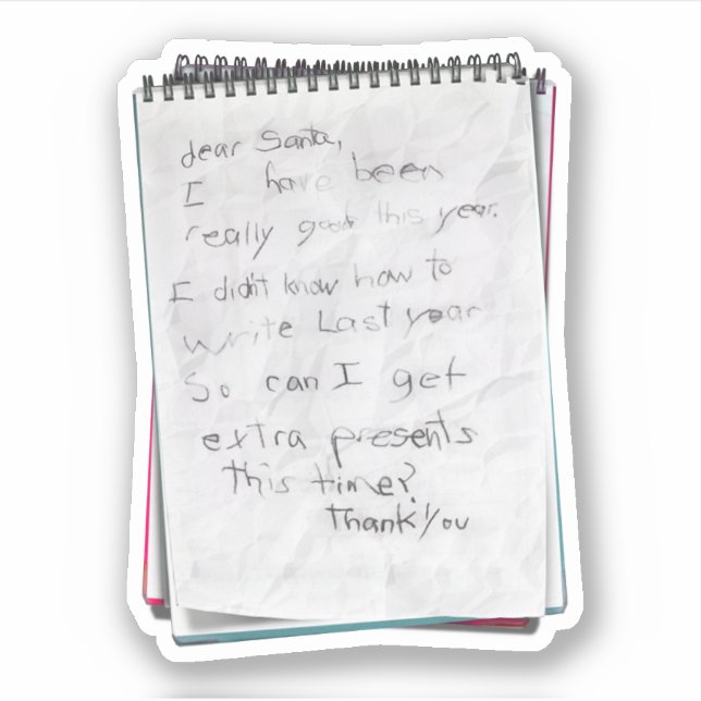 Child's Dear Santa Letter Christmas Sticker (Front)