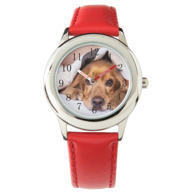 Child's Dog Photo Favorite Pet Picture Template Watch (Front)