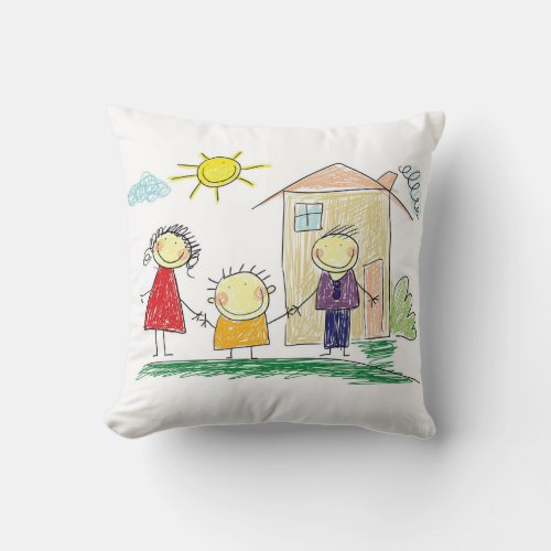 Childs drawing of your child Personalized name Throw Pillow