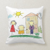 Child's drawing of your child. Personalized name Throw Pillow