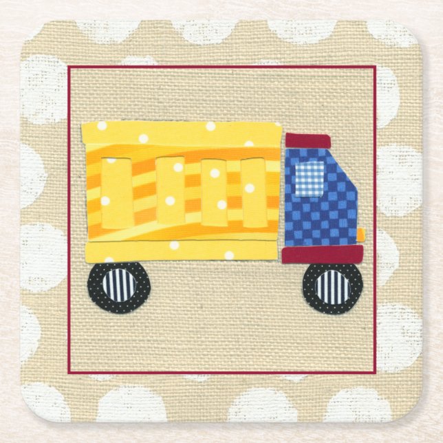 Child's Dump Truck by Chariklia Zarris Square Paper Coaster (Front)