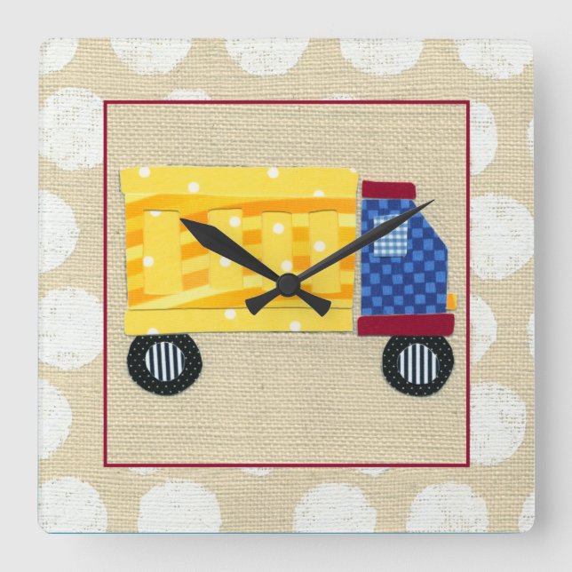 Child's Dump Truck by Chariklia Zarris Square Wall Clock (Front)