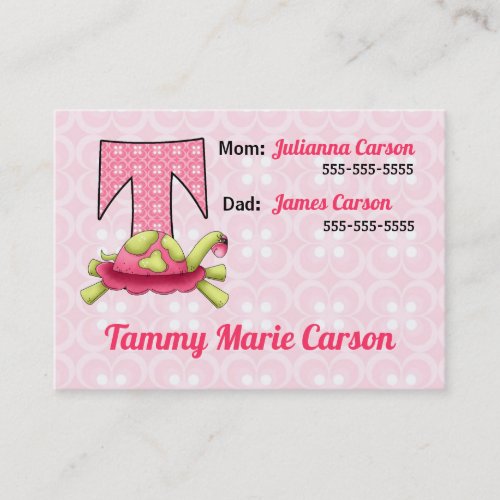 Child's Emergency Information Cards Monogram T Business Card