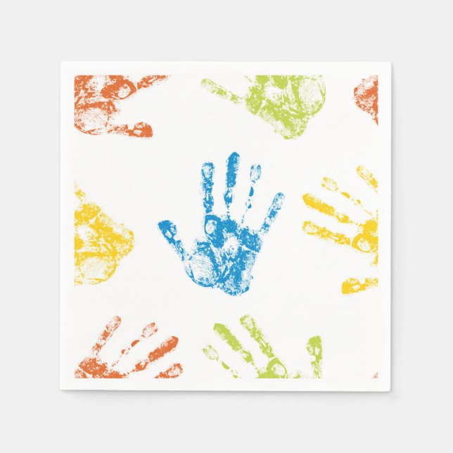 Child's Fingerpaint Handprint  Napkins (Front)