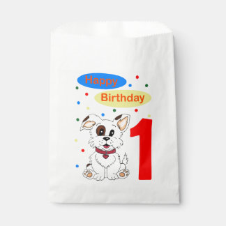 Child's First Birthday Cute Puppy and Colorfetti Favor Bag