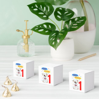 Child's First Birthday Cute Puppy and Colorfetti Favor Boxes
