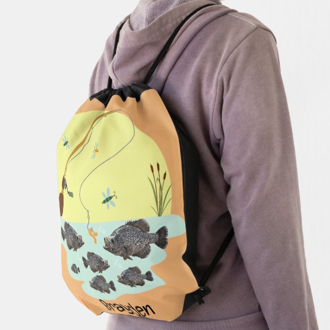 Child's Fishing Crappie Idyllic Colorful Drawer Drawstring Bag
