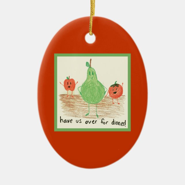 Child's Food Art Ceramic Ornament (Front)