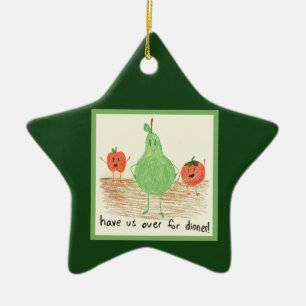 Child's Food Art, Green Ceramic Ornament