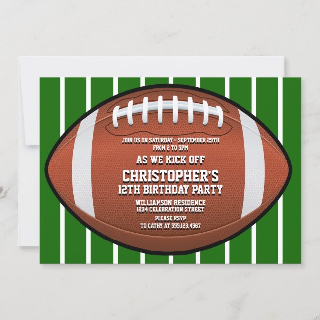 Child's Football Birthday Party Invitation (Front)