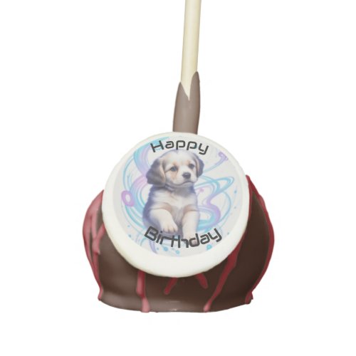 Childs Galaxy Blue Puppy Birthday  Cake Pops