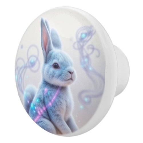 Childs Galaxy Blue Tinted Bunny Ceramic Knob
