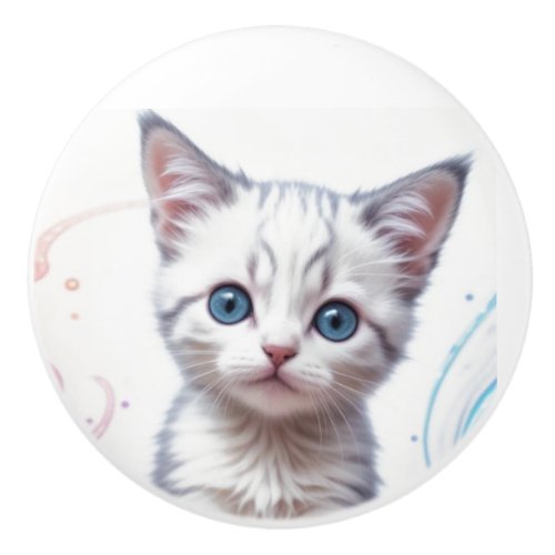 Childs Galaxy Blue Tinted Kitten Ceramic Knob