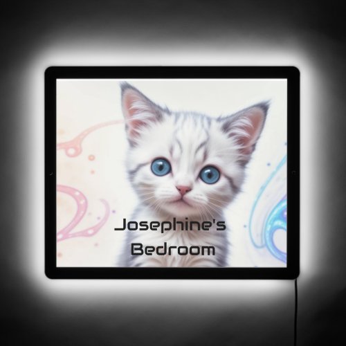 Childs Galaxy Blue Tinted Kitten LED Sign