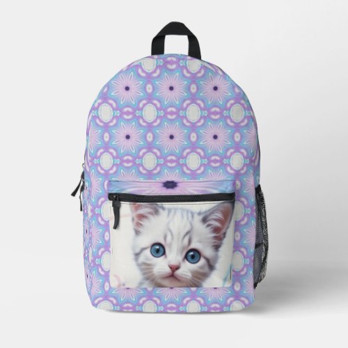 Childs Galaxy Blue Tinted Kitten Printed Backpack