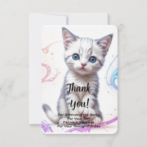 Childs Galaxy Blue Tinted Kitten  Thank You Card