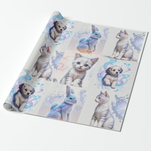 Childs Galaxy Collection puppy kitten cat bunny Wrapping Paper