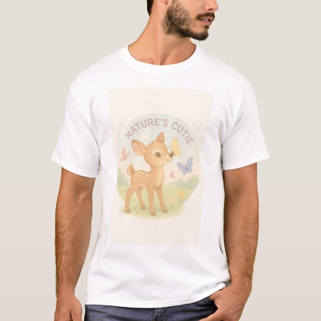 Child's graphic. Cute cartoon style baby Deer. T-Shirt (Front)