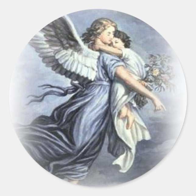 Childs guardian Angel Classic Round Sticker (Front)