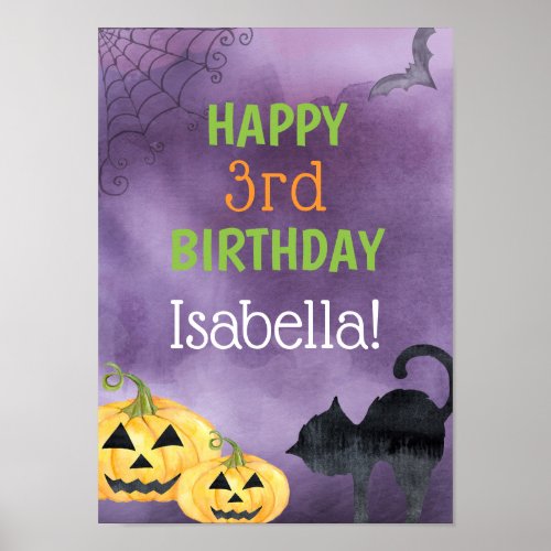Childs Halloween Birthday Party Poster