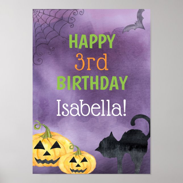 Child's Halloween Birthday Party Poster (Front)