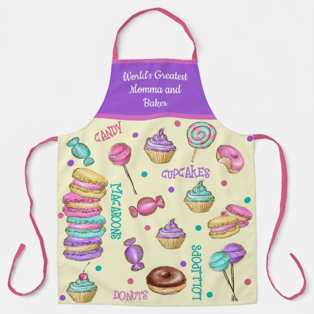 CHILD'S Macaroons Cupcakes, Lollipops and Donuts Apron (Front)