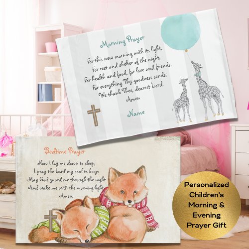 Childs Morning and Evening Prayer Personalized Pillow Case