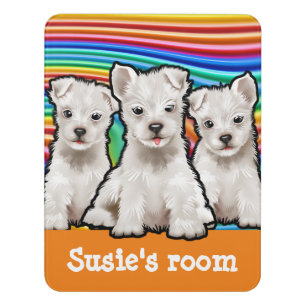 Child's Name Bedroom sign Rainbow pups
