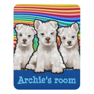 Child's Name Bedroom sign Rainbow pups